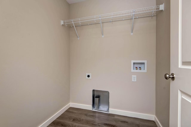 1851 N Patterson Ave, Springfield, MO 65803 - washroom featuring washer hookup, electric dryer hookup, and dark wood-style floors