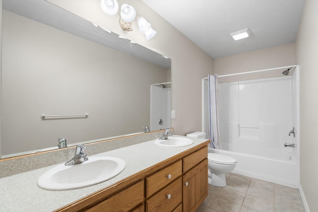 169 Tanner Rd, Branson, MO 65616 - full bathroom with shower / bathtub combination with curtain, double vanity, and tile patterned floors