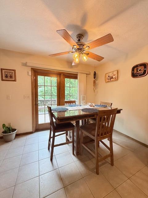 3086 S Suburban Ave, Springfield, MO 65807 - dining room featuring light tile patterned floors and ceiling fan