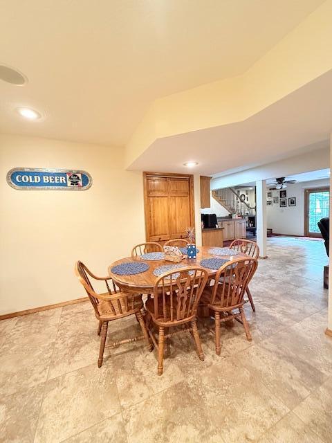 3086 S Suburban Ave, Springfield, MO 65807 - dining room featuring ceiling fan and recessed lighting