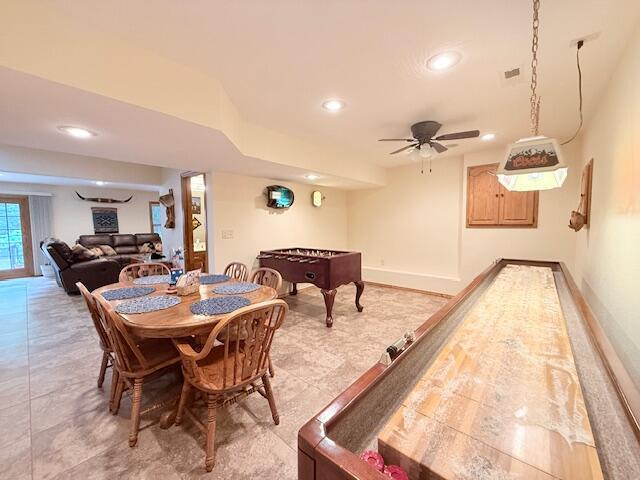 3086 S Suburban Ave, Springfield, MO 65807 - playroom with recessed lighting, light tile patterned floors, and ceiling fan