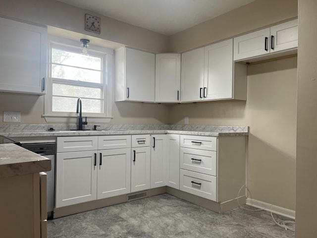 1846 S Nettleton Ave, Springfield, MO 65807 - kitchen featuring white cabinetry, light countertops, and stainless steel dishwasher