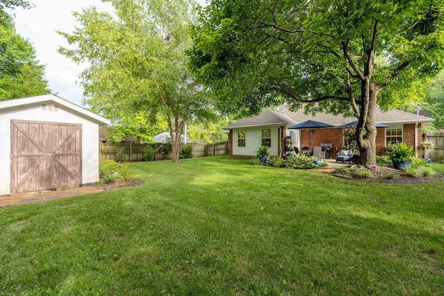 1021 W Whiteside St, Springfield, MO 65807 - fenced backyard featuring a shed and a patio area