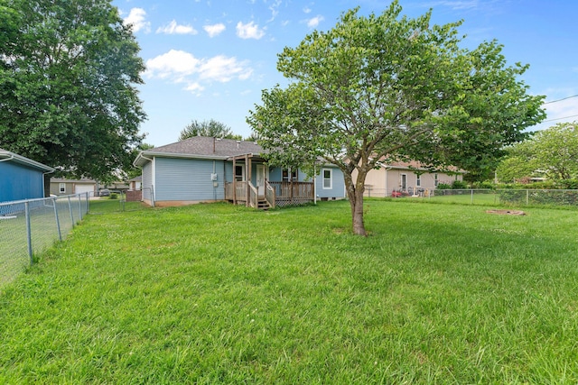 502 Sunrise St, Strafford, MO 65757 - fenced backyard with a deck