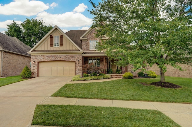 1421 N Rockingham Ave, Nixa, MO 65714 - craftsman inspired home with board and batten siding, driveway, a front lawn, and brick siding