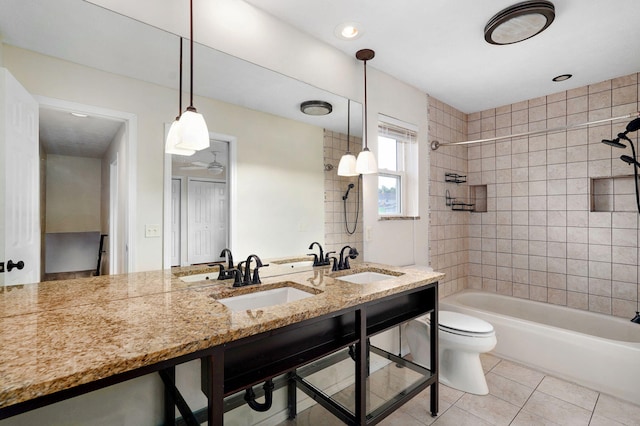 2001 S 16th Ave, Ozark, MO 65721 - bathroom with tile patterned flooring, washtub / shower combination, and double vanity