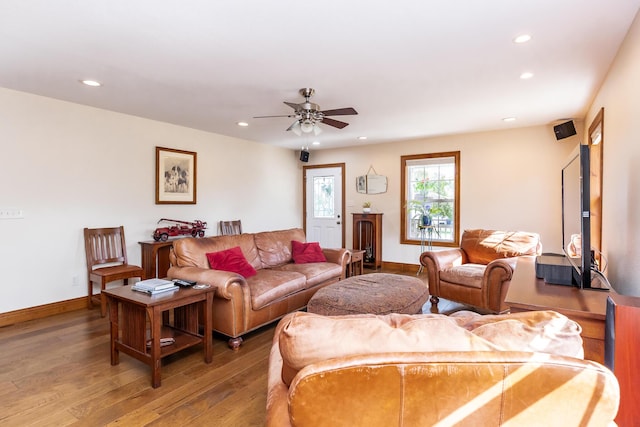 120 E Kennedy Blvd, Buffalo, MO 65622 - living area with recessed lighting, wood finished floors, and a ceiling fan