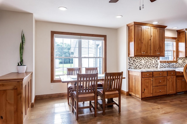 120 E Kennedy Blvd, Buffalo, MO 65622 - dining room featuring light wood finished floors, ceiling fan, and recessed lighting
