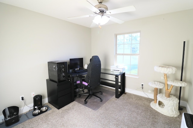 1224 S Mulberry Ave, Springfield, MO 65802 - carpeted home office featuring a ceiling fan and baseboards