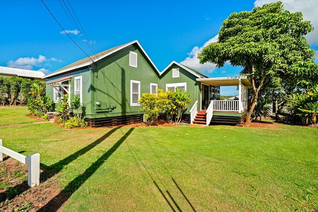 3821-B Ohuohu Rd, Koloa, HI 96756 - rear view of house featuring a yard, a deck, and crawl space