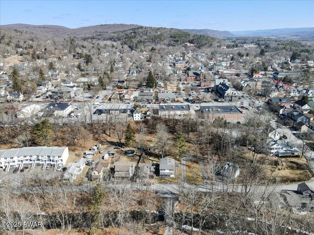 aerial view with a mountain view