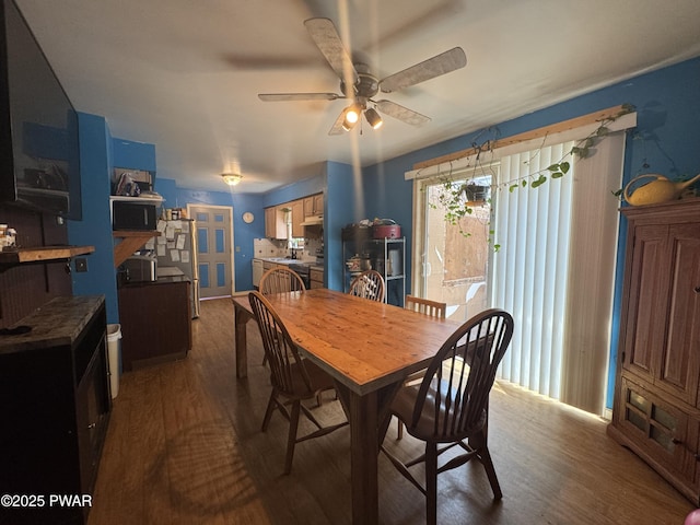 3205 Creamton Dr, Lake Como, PA 18437 - dining space featuring wood finished floors and a ceiling fan