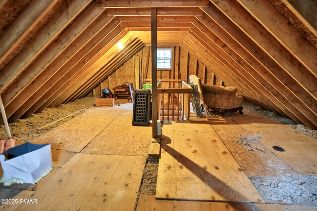 174 Laverne Dr, Dingmans Ferry, PA 18328 - unfinished attic featuring an upstairs landing