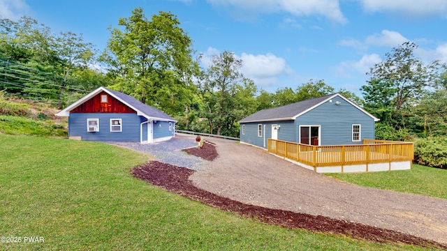 136 Heaters Hill Rd, Matamoras, PA 18336 - view of grassy yard with a wooden deck