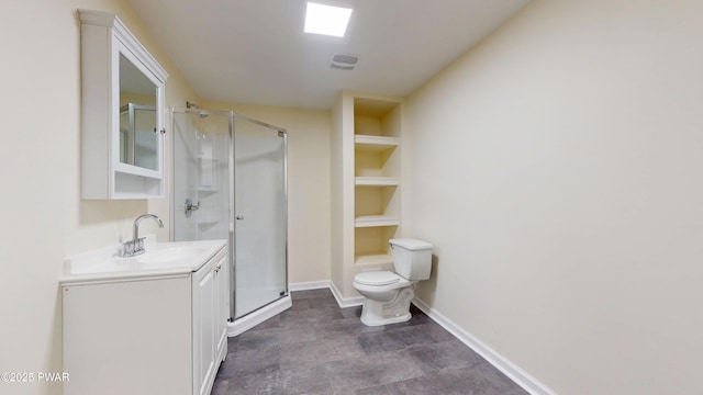 136 Heaters Hill Rd, Matamoras, PA 18336 - full bath featuring a stall shower, vanity, built in features, and stone finish flooring