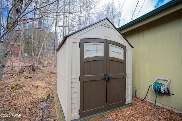 view of shed