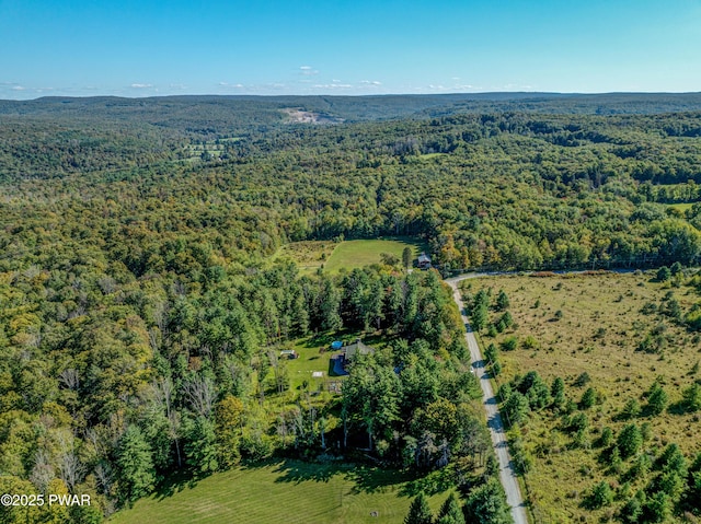 aerial view with a wooded view