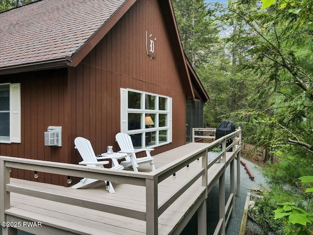 32 White Oak Dr, Lakeville, PA 18438 - back of house with roof with shingles and a wooden deck