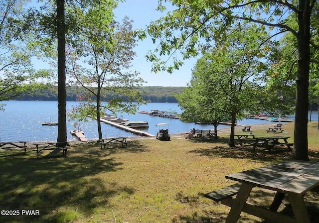 32 White Oak Dr, Lakeville, PA 18438 - view of yard featuring a water view and a dock