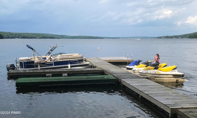 view of dock featuring a water view