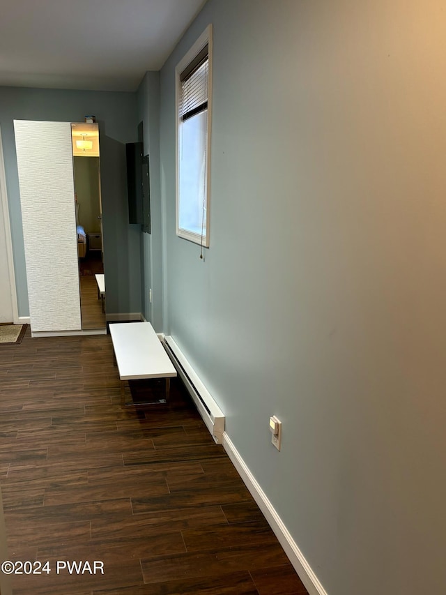 hallway featuring a baseboard radiator