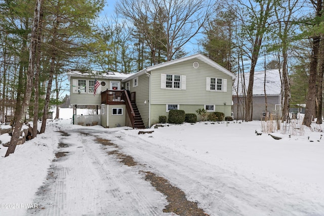 view of front of house featuring a deck