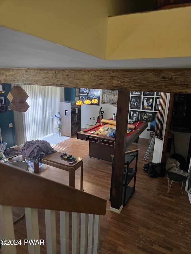 recreation room with hardwood / wood-style flooring