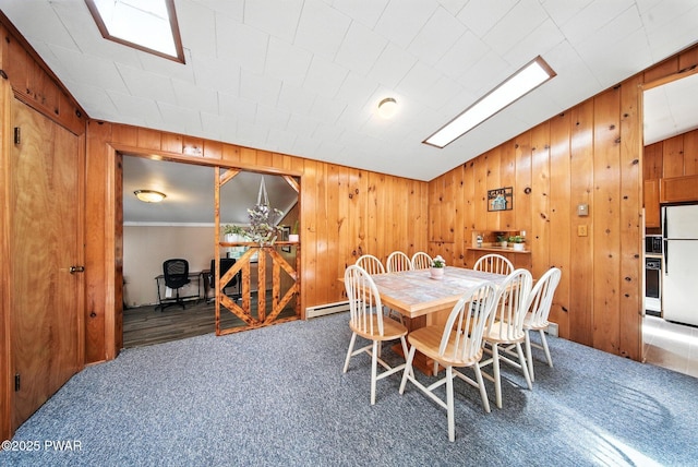 201 Oak Hill Rd, Hawley, PA 18428 - carpeted dining room with wooden walls
