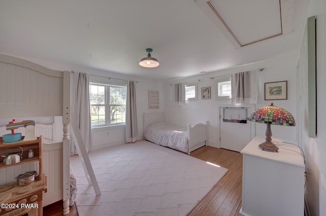 bedroom featuring light wood-type flooring