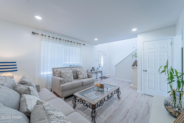 living room featuring light hardwood / wood-style floors