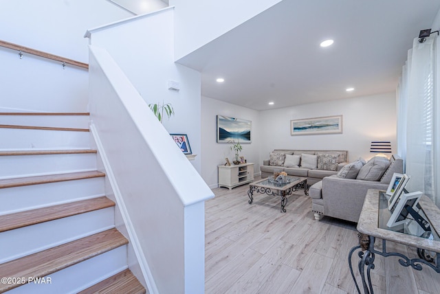 living room featuring light wood-type flooring