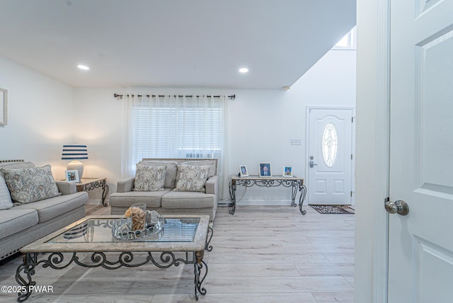 living room featuring light hardwood / wood-style flooring