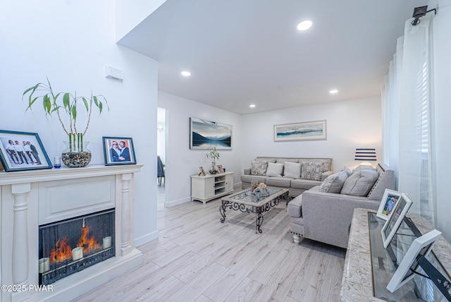 living room featuring light wood-type flooring