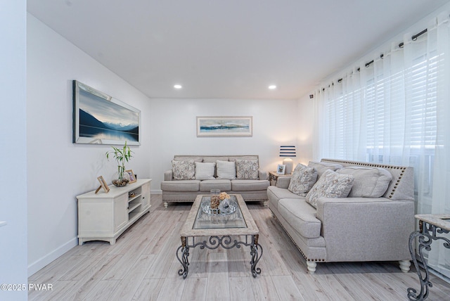 living room with light wood-type flooring