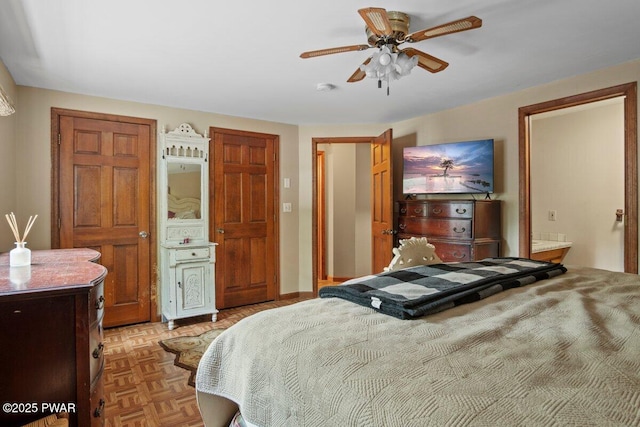 141 Constitution Dr, Lackawaxen, PA 18435 - bedroom featuring ensuite bathroom and ceiling fan