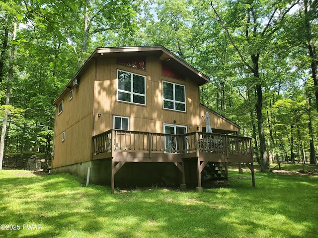 188 Forest Ridge Dr, Hawley, PA 18428 - rear view of property with a deck and a yard