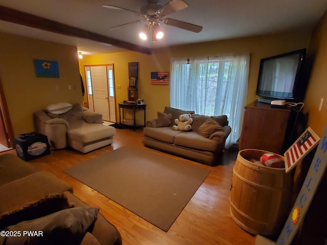 188 Forest Ridge Dr, Hawley, PA 18428 - living room with ceiling fan and wood finished floors