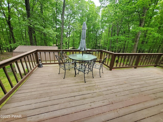 188 Forest Ridge Dr, Hawley, PA 18428 - wooden terrace with outdoor dining area