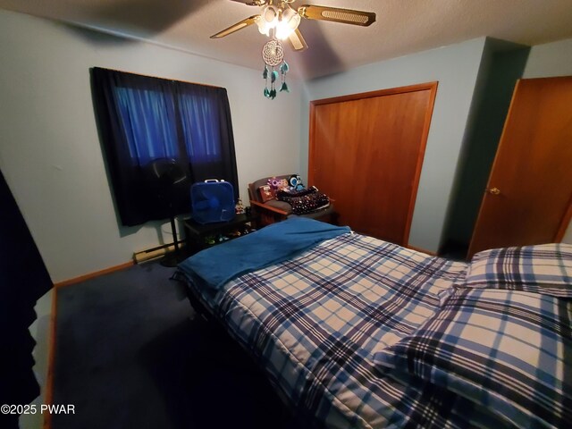 188 Forest Ridge Dr, Hawley, PA 18428 - bedroom featuring ceiling fan and carpet floors