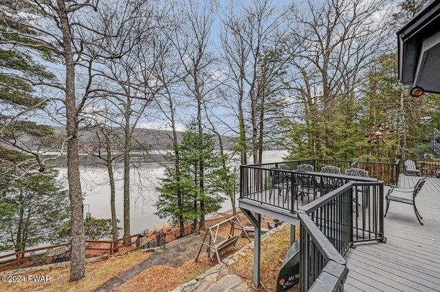 deck with a water view