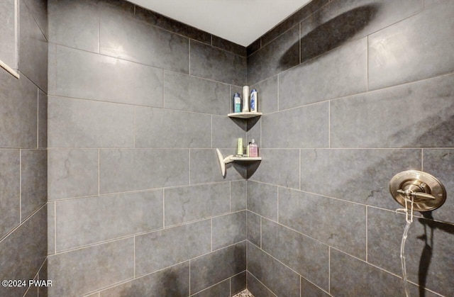 bathroom featuring a tile shower