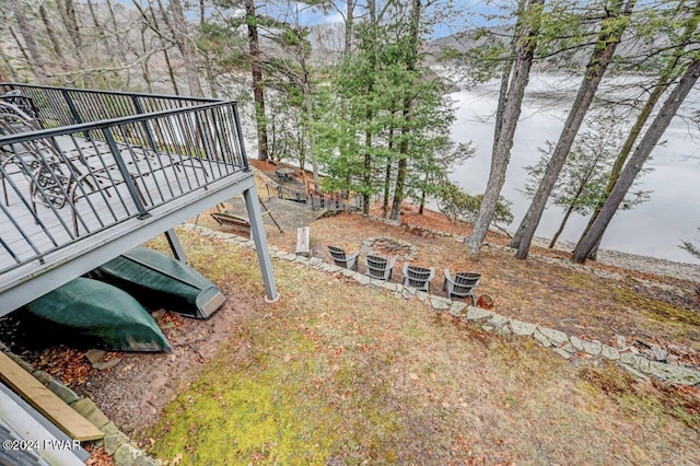 122 Waterfront Dr, Greentown, PA 18426 - view of yard with a deck with water view