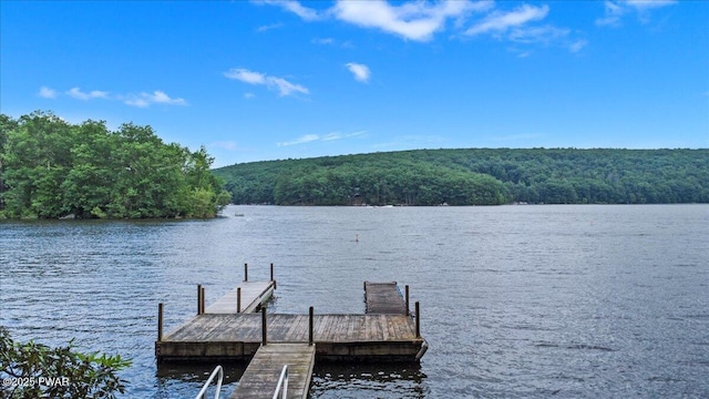 122 Waterfront Dr, Greentown, PA 18426 - dock featuring a wooded view and a water view