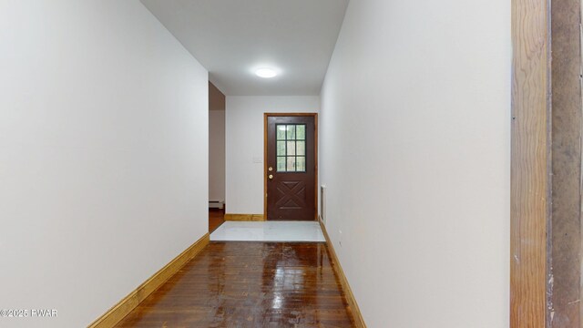 158 Wild Meadow Dr, Milford, PA 18337 - entryway featuring hardwood / wood-style flooring and a baseboard heating unit