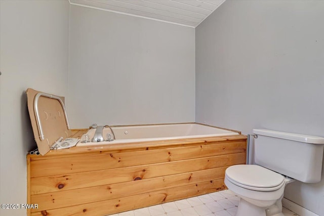 bathroom with toilet and a washtub