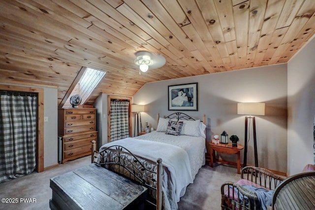 8 Brentwood Ct Lot 1019, Lake Ariel, PA 18436 - carpeted bedroom featuring wood ceiling, vaulted ceiling, and a skylight