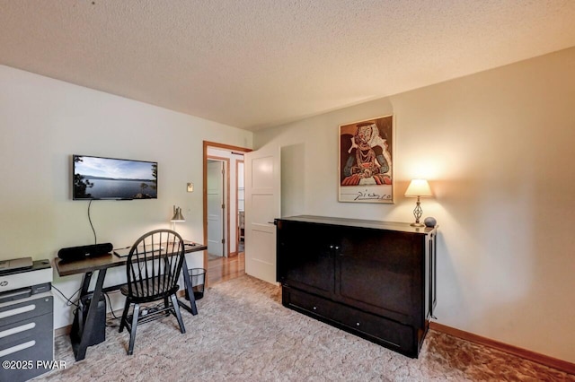 105 Chestnut Ct, Lackawaxen, PA 18435 - carpeted home office featuring a textured ceiling and baseboards
