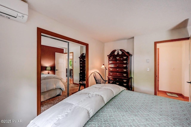 105 Chestnut Ct, Lackawaxen, PA 18435 - bedroom with an AC wall unit and a closet