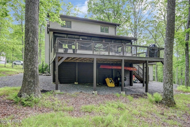 105 Chestnut Ct, Lackawaxen, PA 18435 - view of front of home featuring a wooden deck and stairs