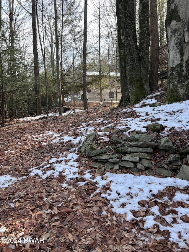 view of snow covered land